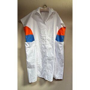 Matilda Oversized Korean Dress Free Size Button Down Short Sleeve Colorblock